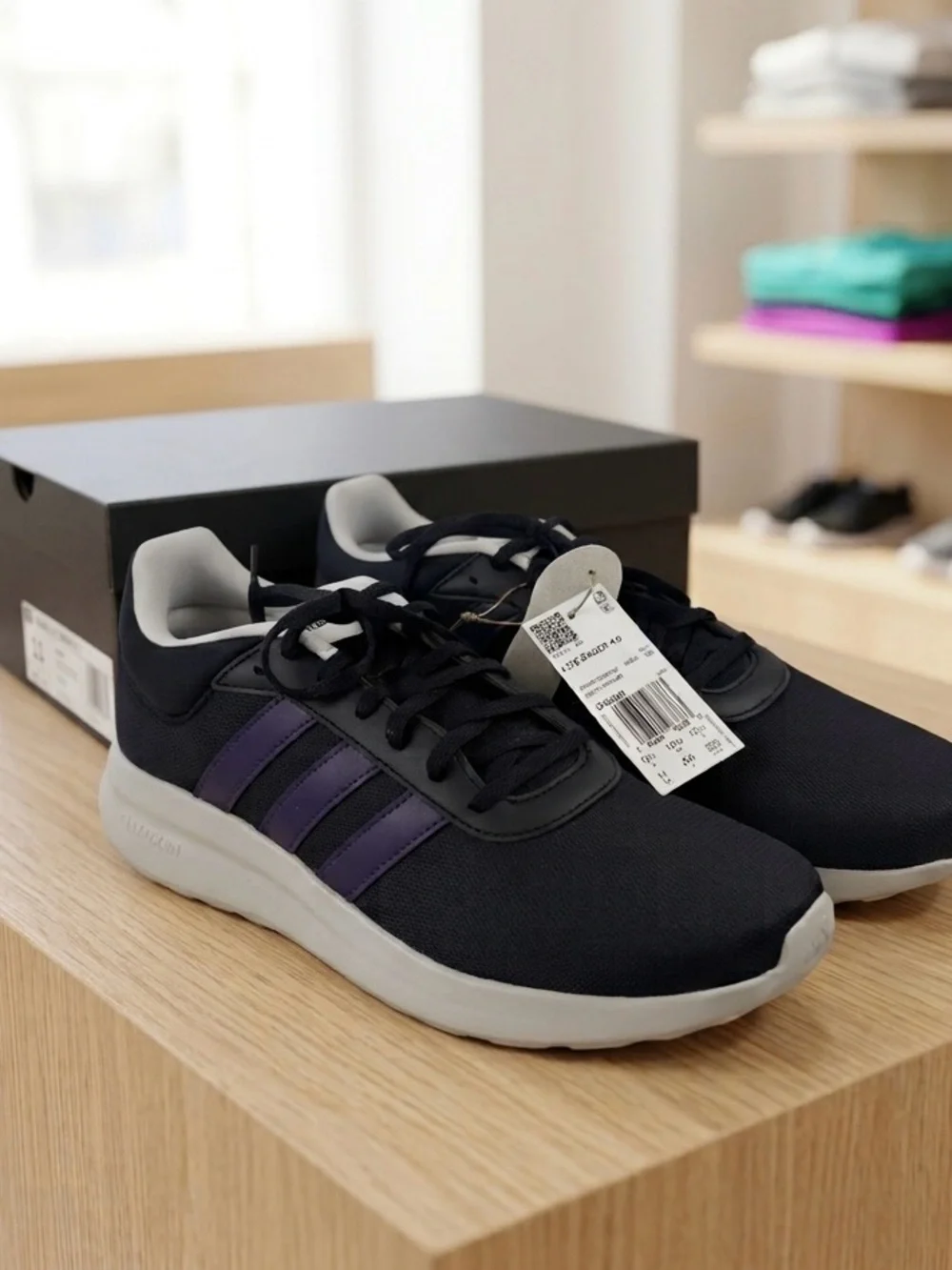 New with Box: Adidas Lite Racer 4.0 Men's Running Shoes - Black/Purple - Size 11